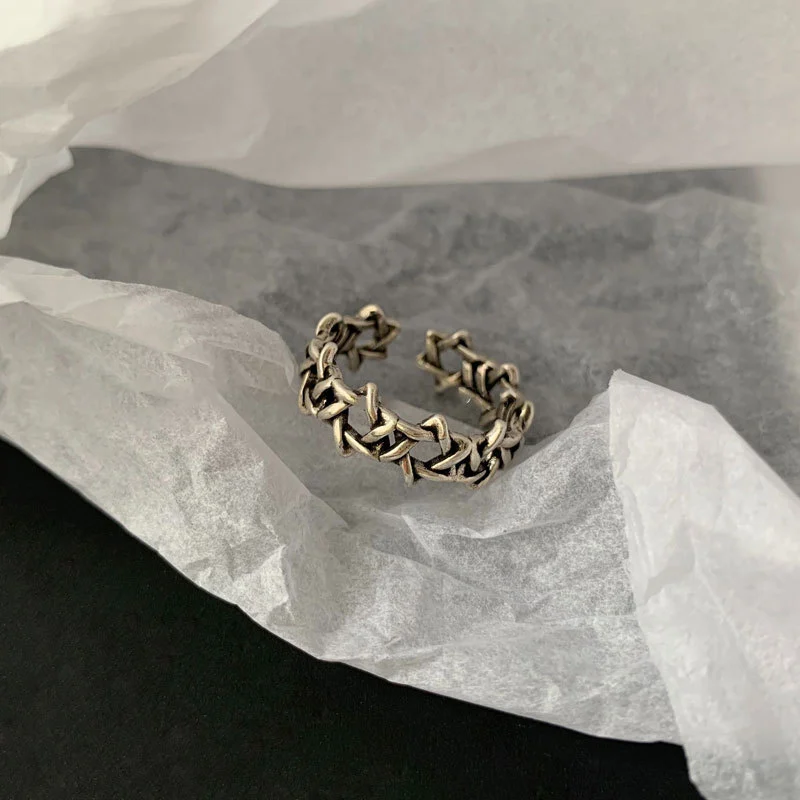 Retro Simple Distressed Roman Numeral Ring