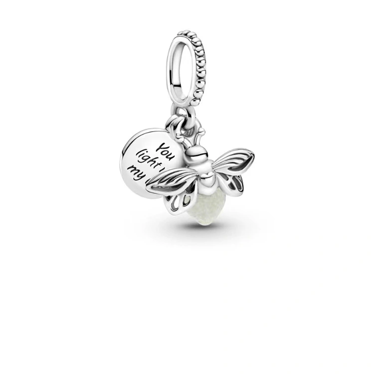 Guanghe Pan's new Product Sterling Silver S925 Bracelet Diy silver Beads Silver Charms Luminous Bee Pendant Flower Pendant Silver