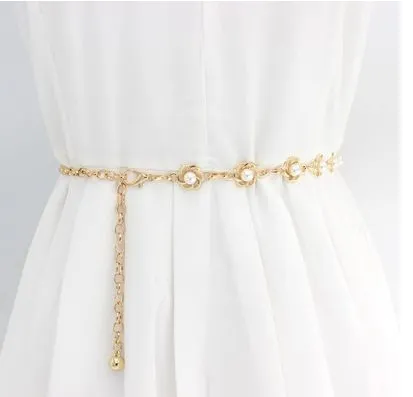 Summer Women''s Pearl Waist Chain Fashion Versatile Decorative Dress With Clothes New Skirt Small Belt Elegant