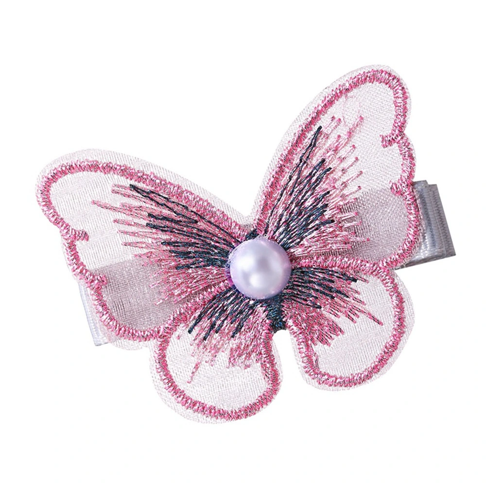 Pearl Embroidery Butterfly Bangs Clip Decorative Clip