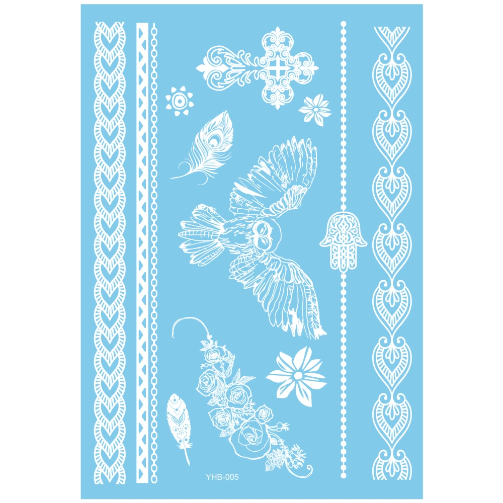 New Blue Paper White Lace Tattoo Stickers Wedding Bridesmaid Waterproof Tattoo Stickers