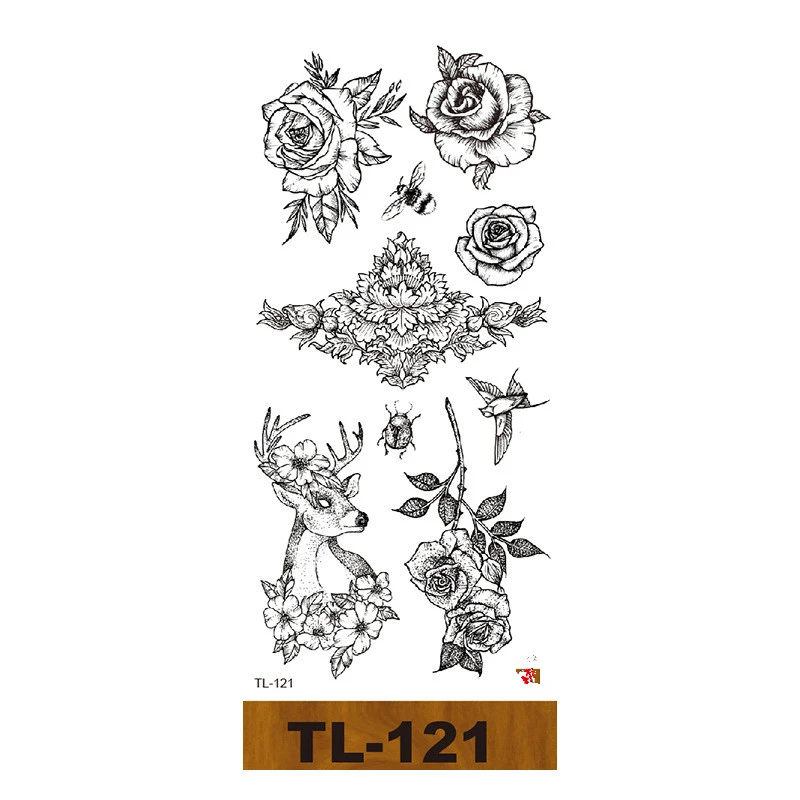 Totem Butterfly Tattoo Sticker Waterproof Environmental Protection Lasting Sexy Clavicle Rose Flower Tattoo Sticker