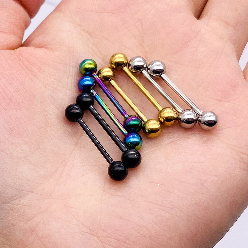 Stainless Steel Tongue Nail Double-headed Ball Dumbbell Breast Nail Ear Bone Nail