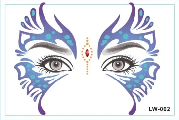 Face Tattoo Sticker Waterproof Personalized Masquerade Temporary Tattoo Sticker Facial Sticker