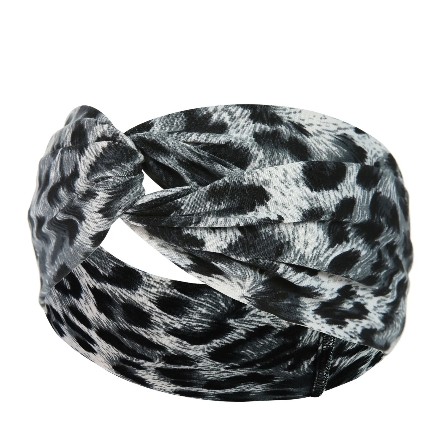 Women's Printed Knitted Wide-Brimmed Cross Headband