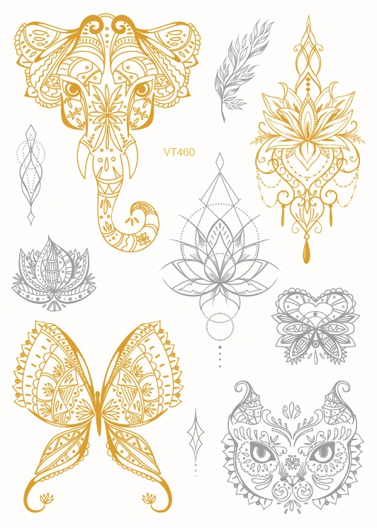 Personalized Fashion Mandala Waterproof Bronzing Tattoo Stickers