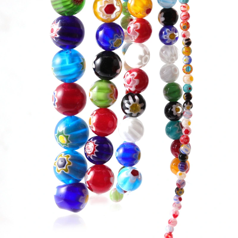 Thousand Flower Glass Beads DIY Bracelet Necklace Perforated Loose Beads
