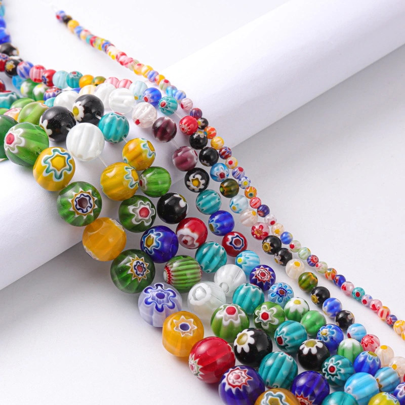 Thousand Flower Glass Beads DIY Bracelet Necklace Perforated Loose Beads