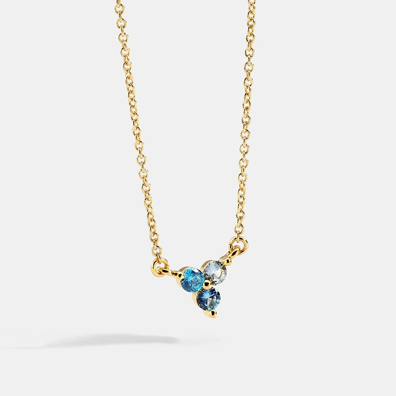 Cold Wind Simple Gradient Blue Zircon Necklace Women