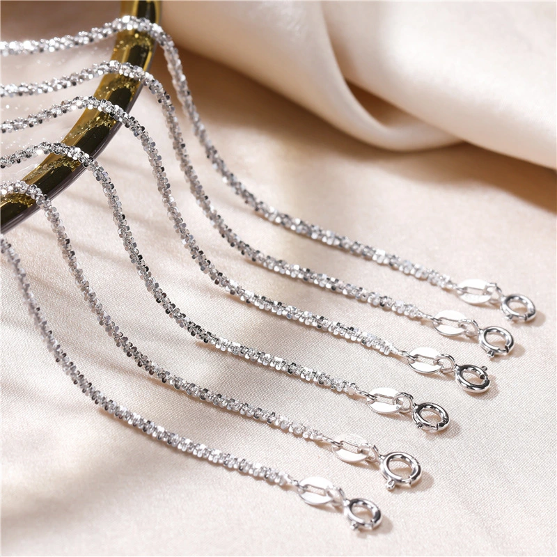 S925 Sterling Silver Necklace Sparkling Glitter Extended Sweater Chain