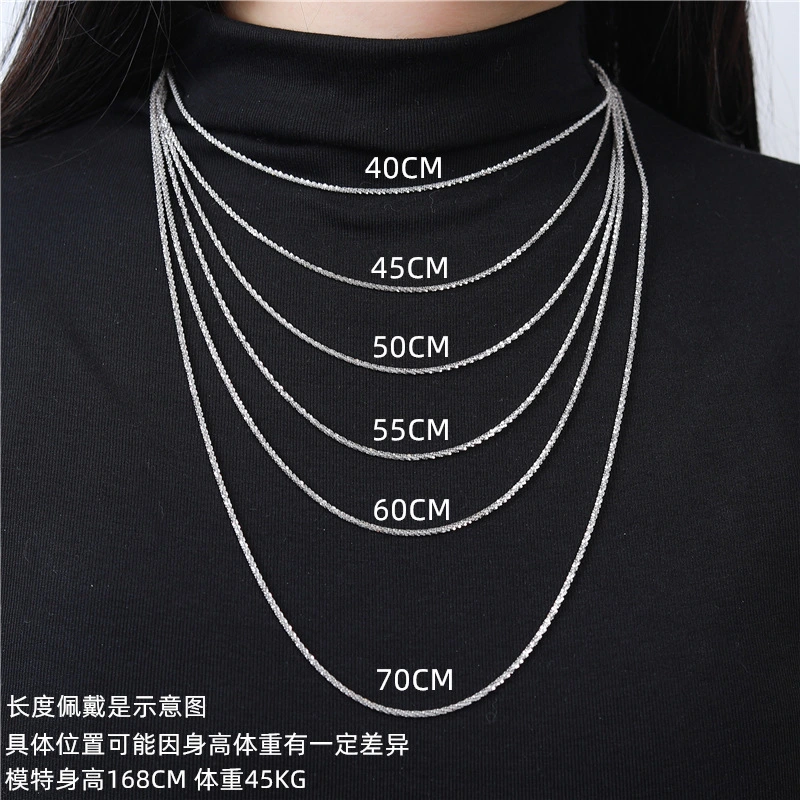 S925 Sterling Silver Necklace Sparkling Glitter Extended Sweater Chain