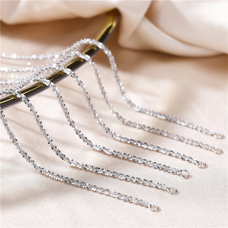 S925 Sterling Silver Necklace Sparkling Glitter Extended Sweater Chain