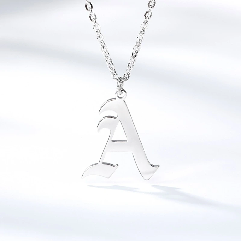 Ancient English Alphabet Initials Necklace Stainless Steel Necklace