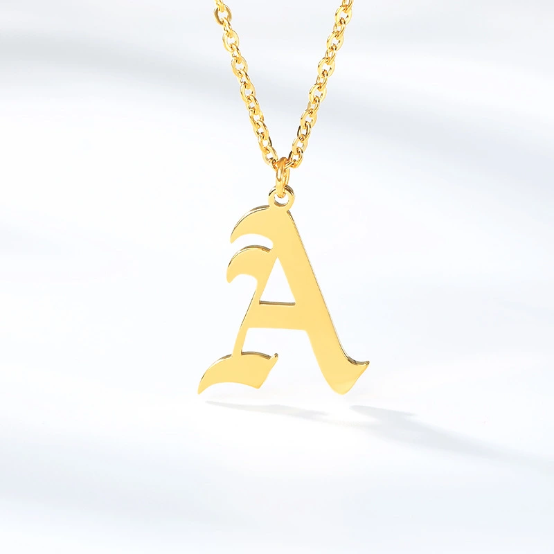 Ancient English Alphabet Initials Necklace Stainless Steel Necklace