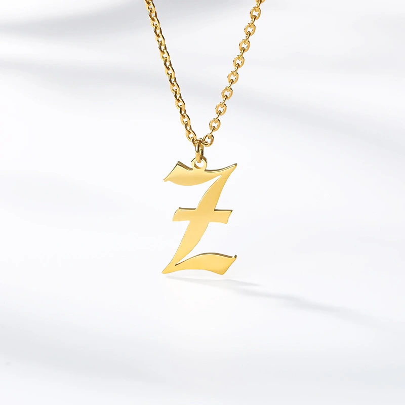 Ancient English Alphabet Initials Necklace Stainless Steel Necklace