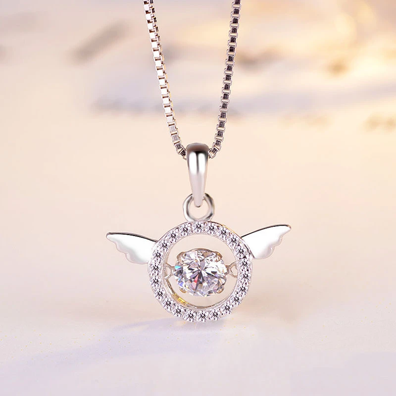 Silver S925 Silver Jewelry In Europe And America Simple Fashion Heartbeat Angel Pendant Women''s Accessories Wholesale