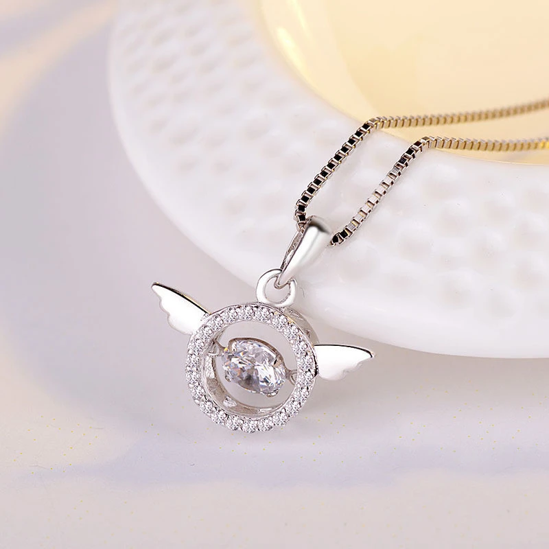 Silver S925 Silver Jewelry In Europe And America Simple Fashion Heartbeat Angel Pendant Women''s Accessories Wholesale