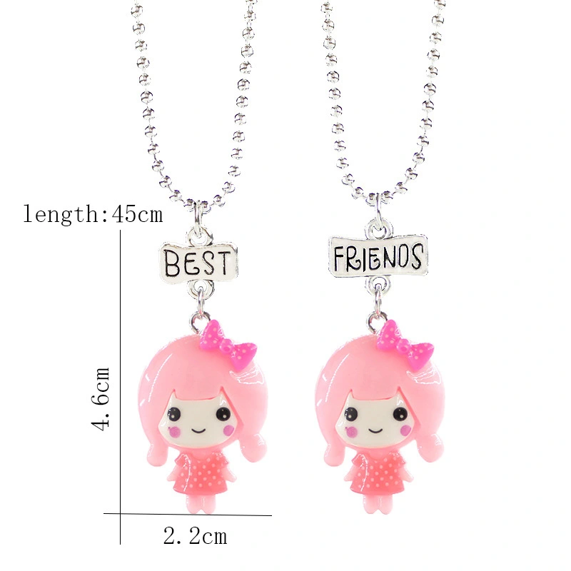 Children Accessories Resin Girl Baby Best Friends Two Sisters Necklace