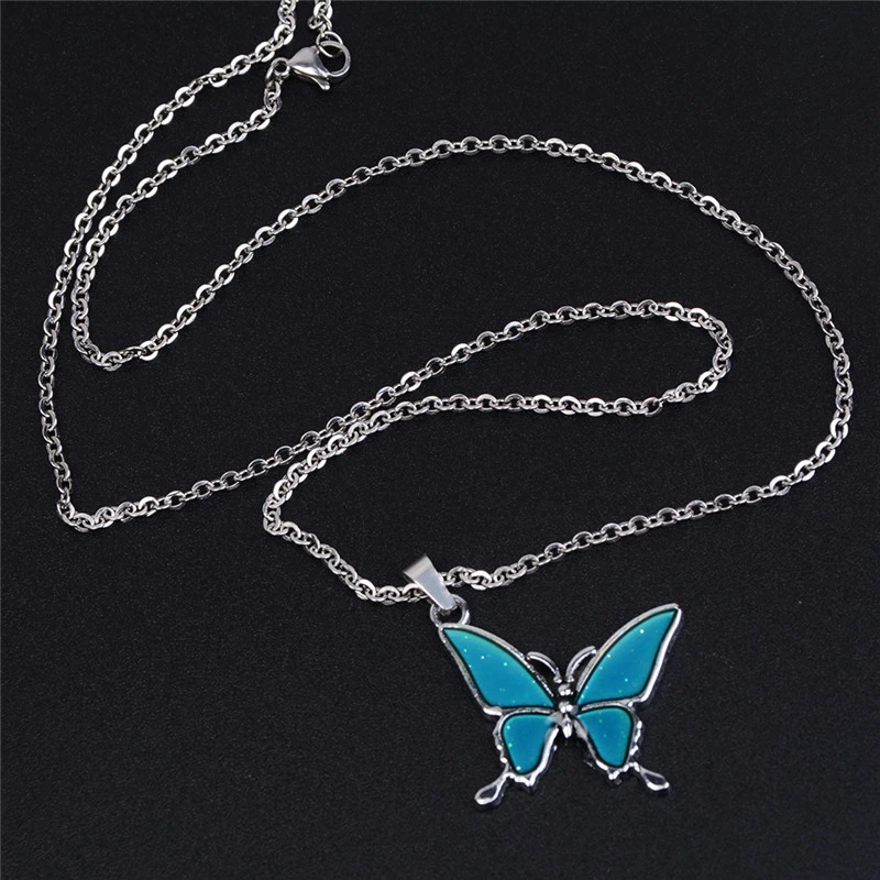 Butterfly Thermochromic Necklace O-shaped Stainless Steel Necklace