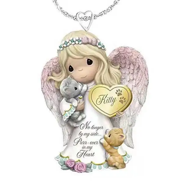 Of Cartoon Characters Angel Wings Cute Girl Resin Pendant Necklace Jewelry