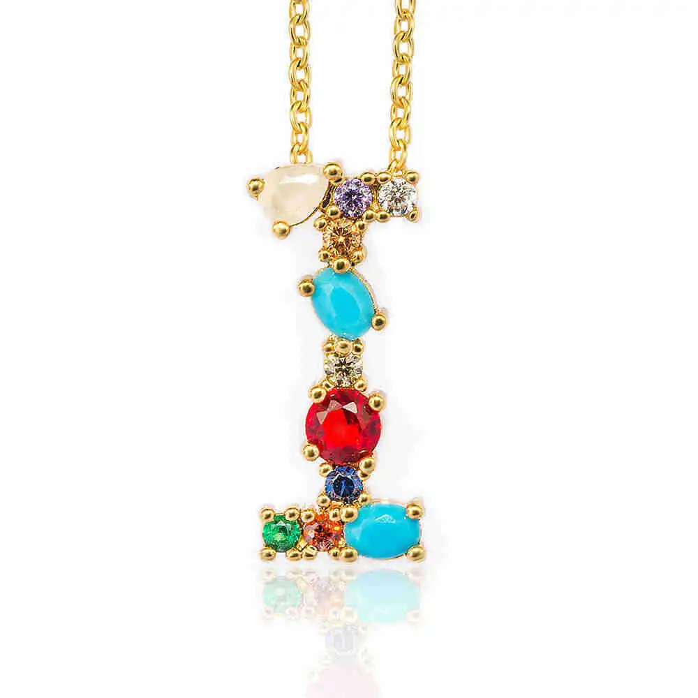 Hip Hop 26 Letters Copper Micro Inlaid Letter Pendant Clavicle Chain