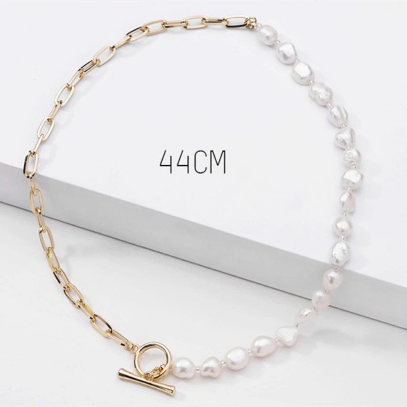 European And American Cross-Border Jewelry Metal Chain Wind Pearl Pendant Short Necklace