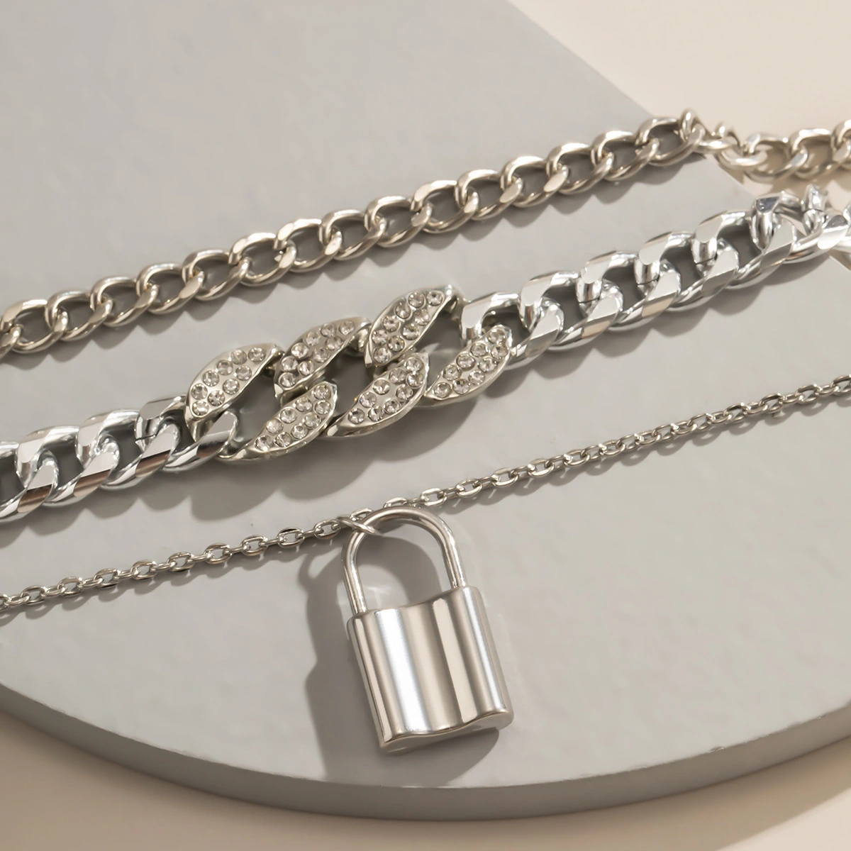 Retro Stacking Micro-Inlaid Fashion Footwear Female Personality Hip-Hop Cuban Chain Lock-Shaped Anklet