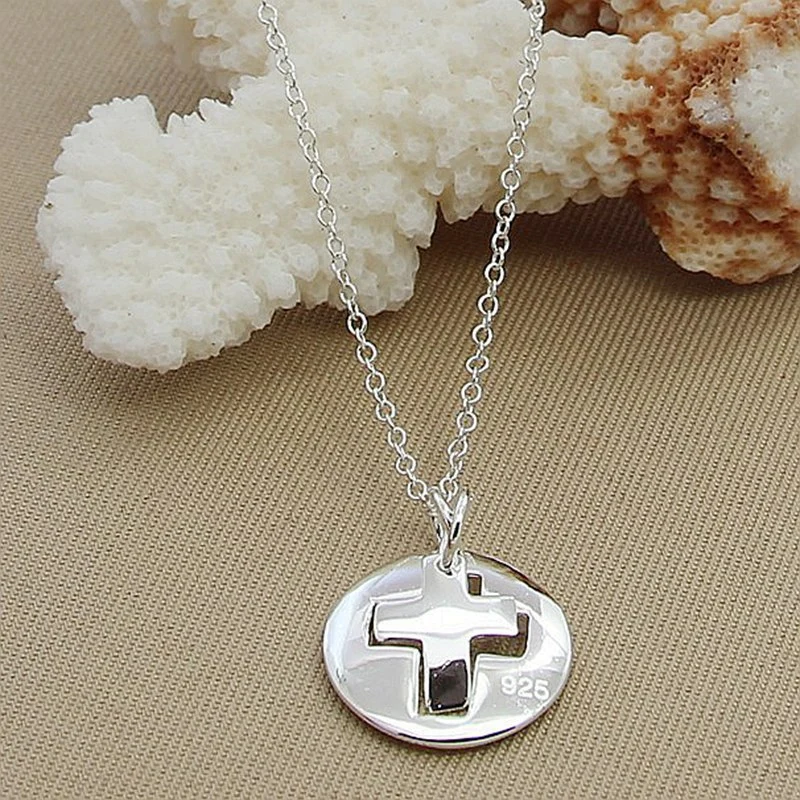 Silver Plated Couple Cross O-Shaped Necklace Necklace