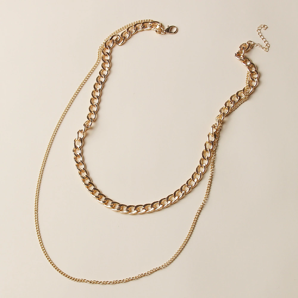 Fashionable Simple Metal Chain Multilayer Necklace