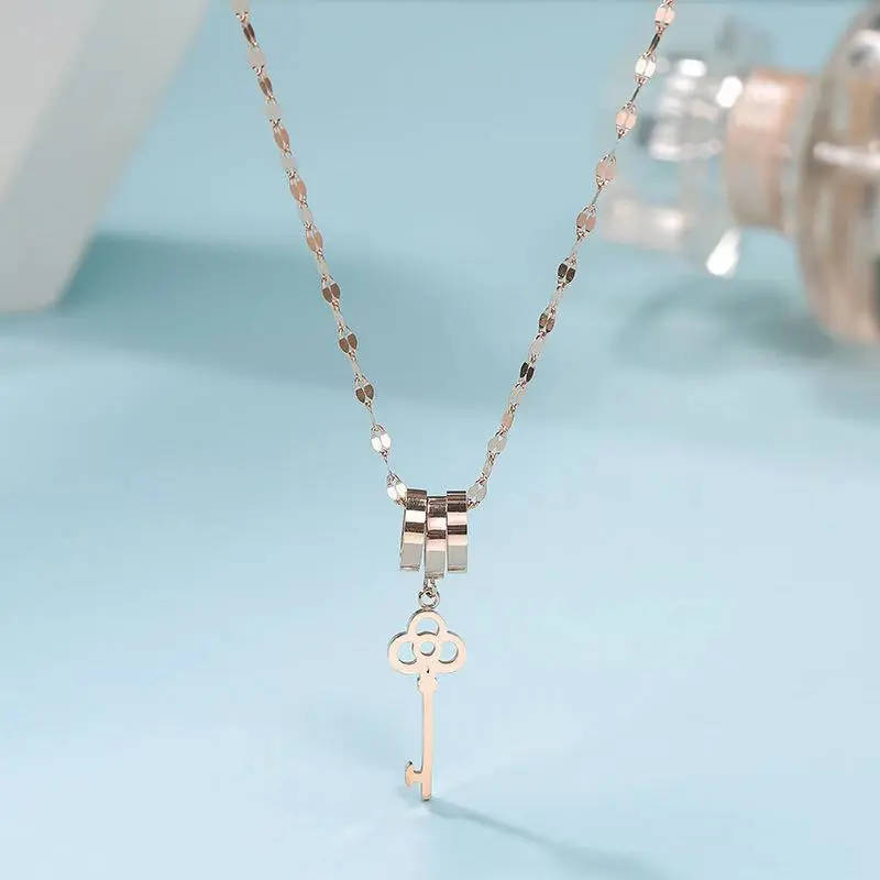 Fashionable Simple Titanium Steel Key Necklace