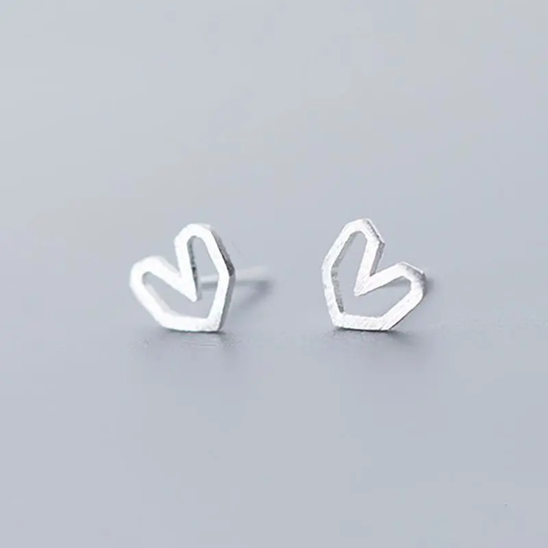 Hollow Heart-shaped Earrings Female Japanese And Korean Simple Style All-match Student Earrings