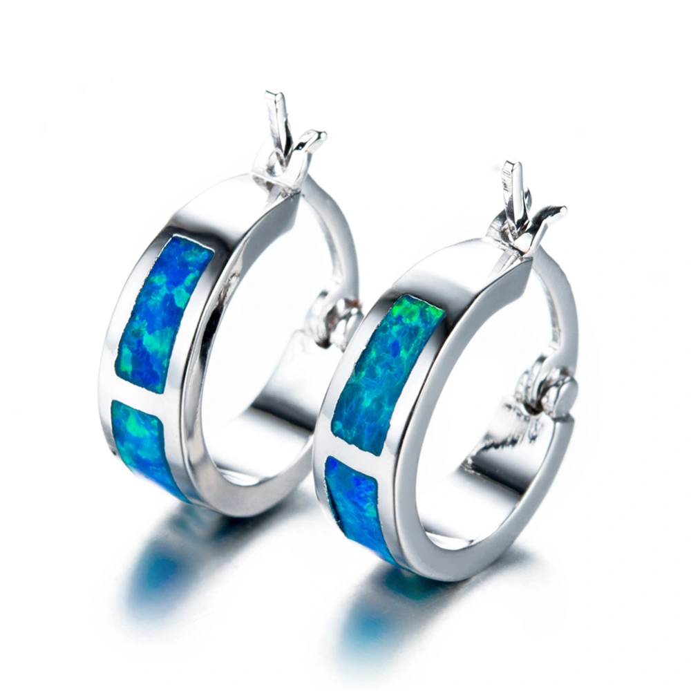 European And American Blue Opal Circle Earrings