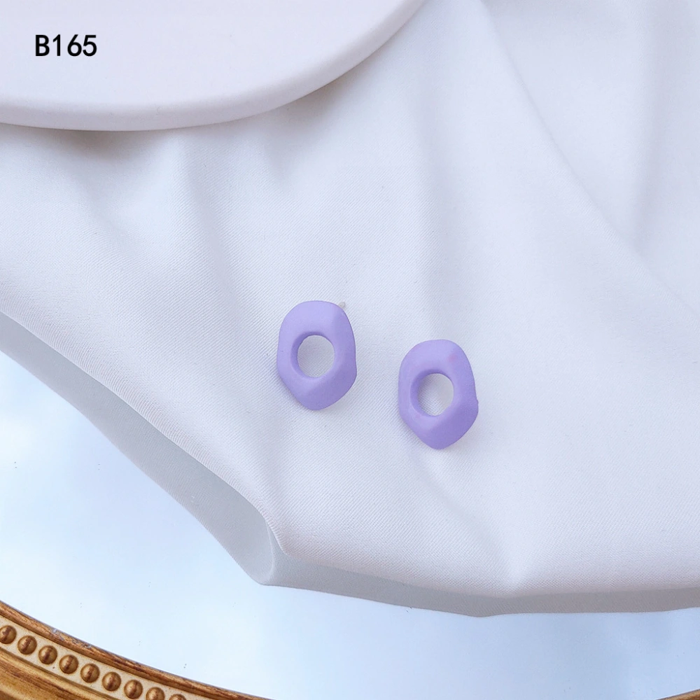 Bright Eyes Silver Needle Purple Ins Sweet Beauty Style Gentle Korean Style Korean Alloy Paint Earrings