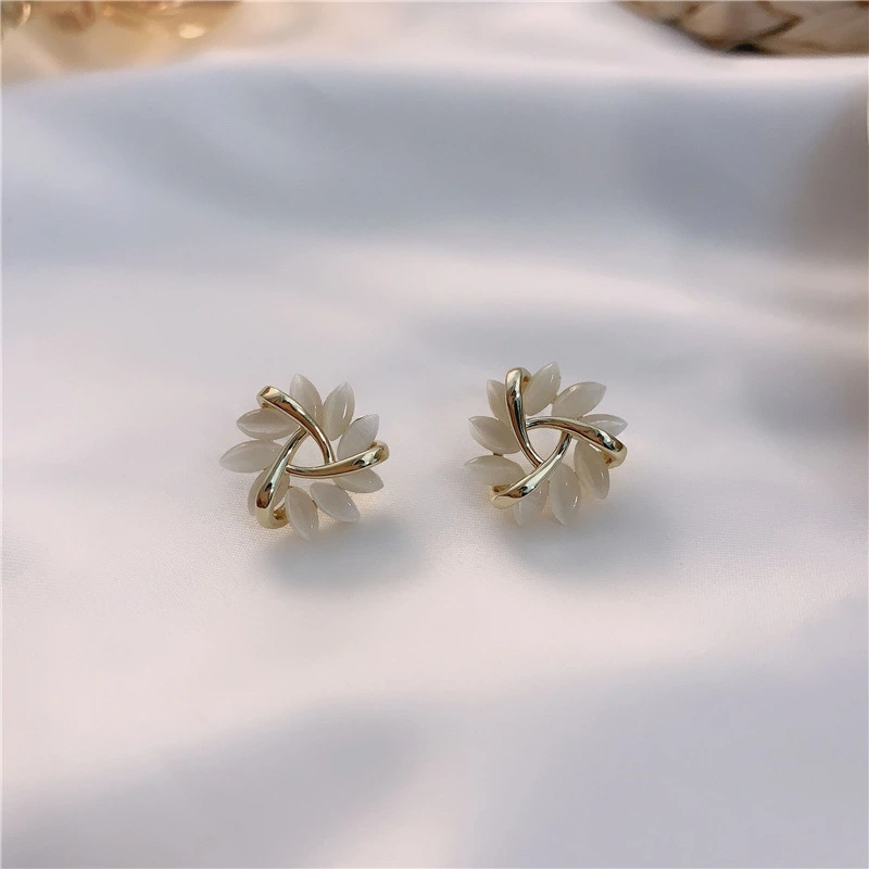 Opal Flower Stud Earrings