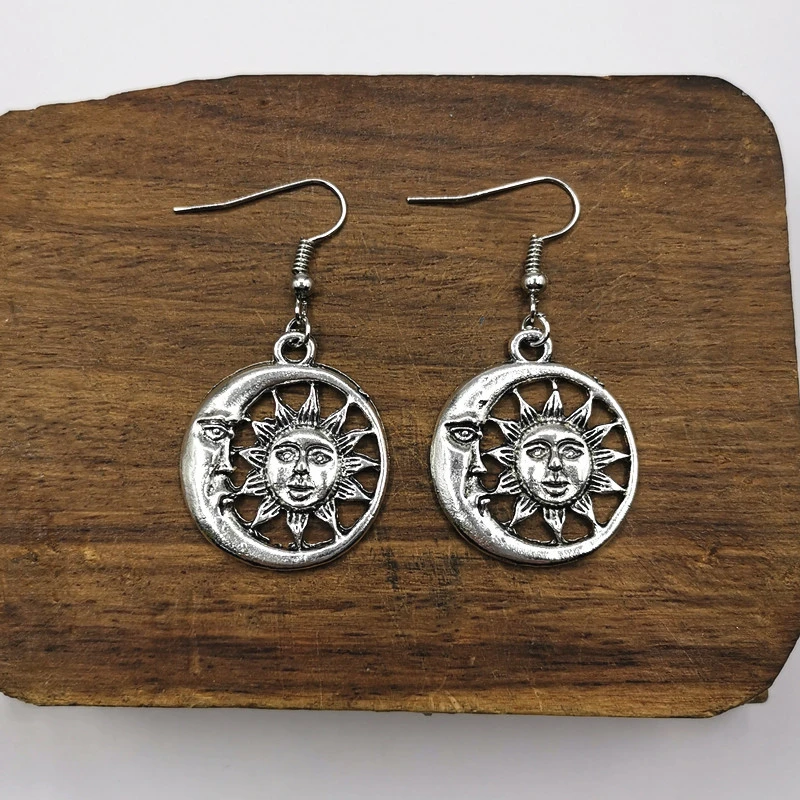 Sun Moon Cross Geometry Pendant Earrings Simple Earrings