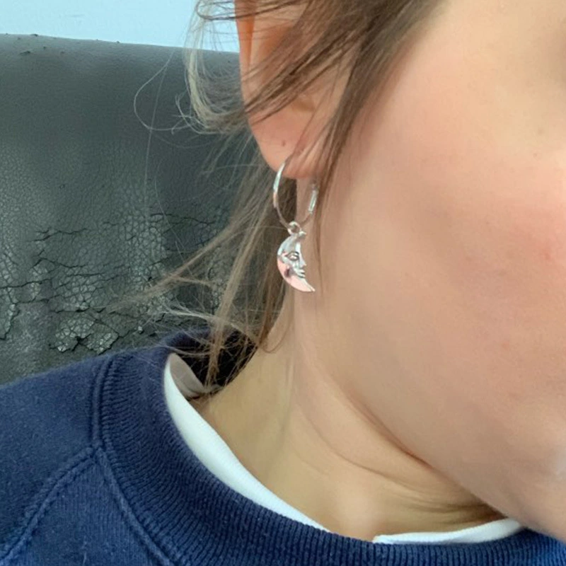 Sun Moon Cross Geometry Pendant Earrings Simple Earrings