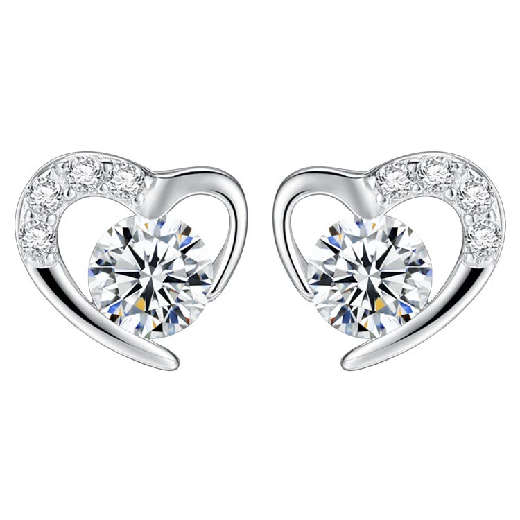 Simple Temperament High Sense Of Love Heart-shaped Earrings