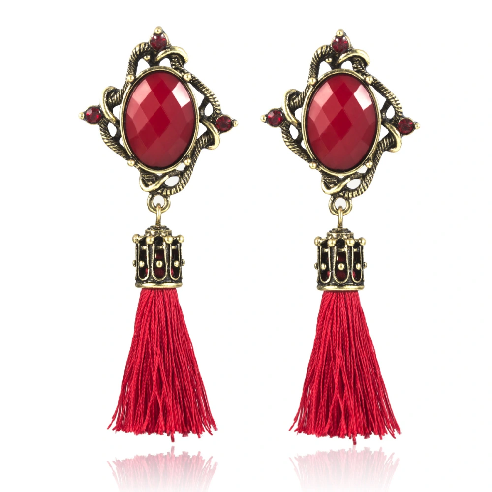 Long Earrings Female Bohemian Gemstone Tassel Earrings