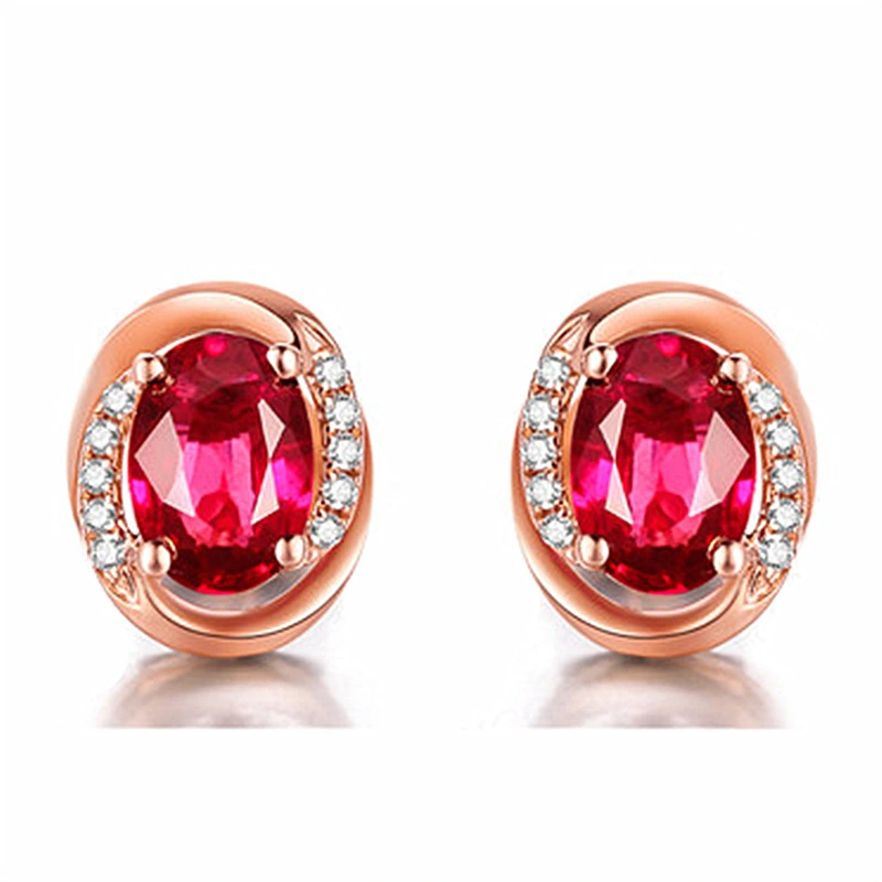 Korean Version Of The Rotating Love Eternal Heart Ruby Earrings