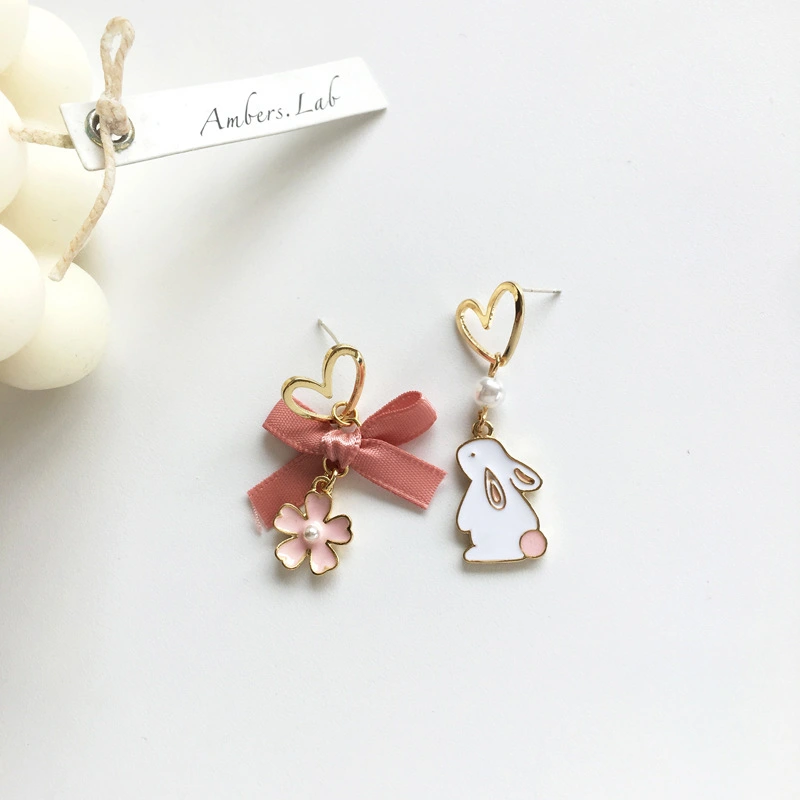 Fashion Bow Asymmetrical Bunny Earrings