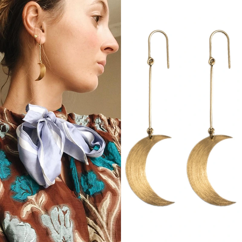 Moon Long Earrings Earrings Female European And American Simple Retro Vintage Earrings