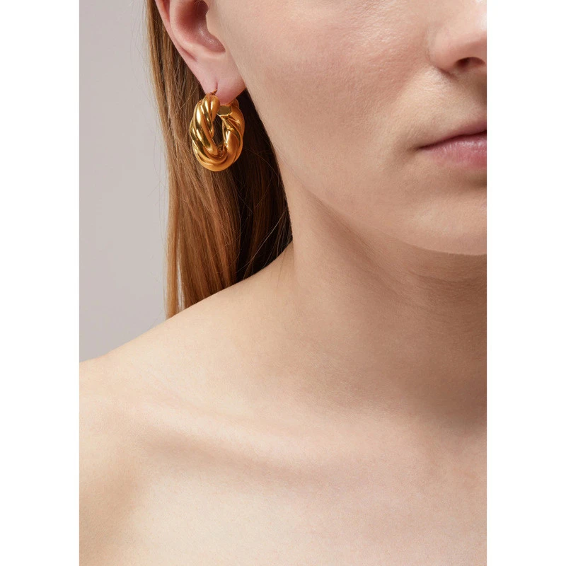 Brass Vacuum Plating Three-dimensional Twist Earrings