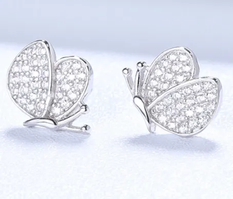 Silver Butterfly Stud Earrings