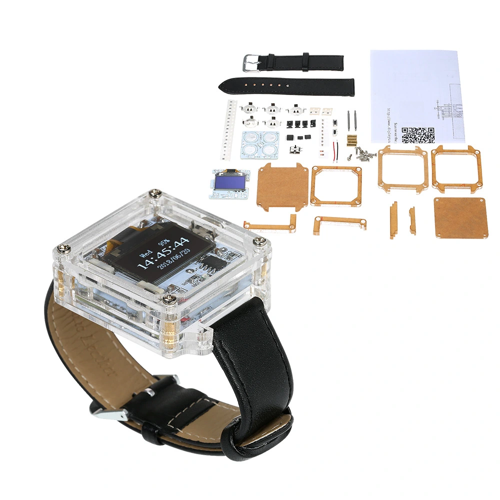 Single-Chip Digital LED Watch Electronic Clock Kit Transpare