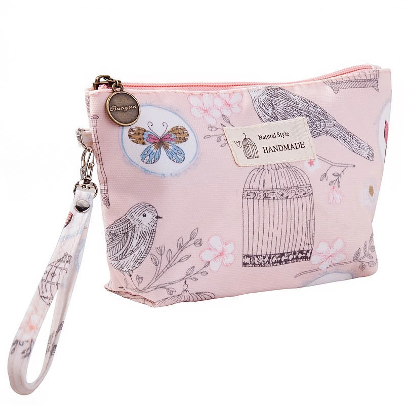 Portable Printed Waterproof Cloth Cosmetic Bag Travel Lady Zipper Hand Washing Bag