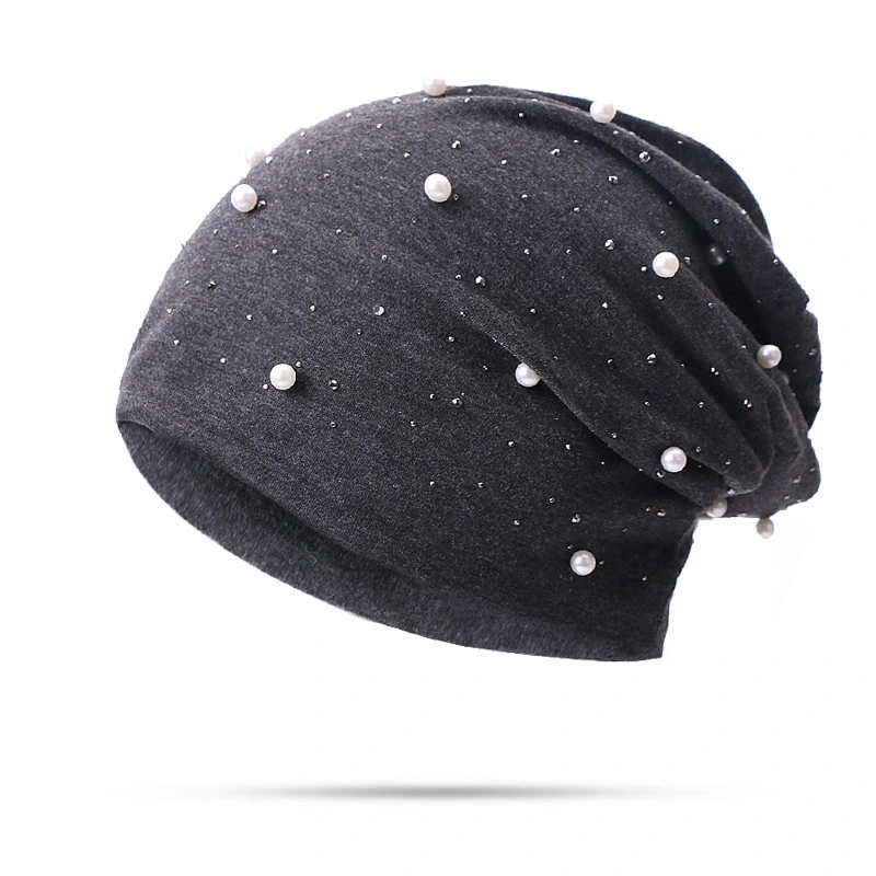 Pearl Hot Rhinestone Cotton Ladies Outdoor Pile Hat