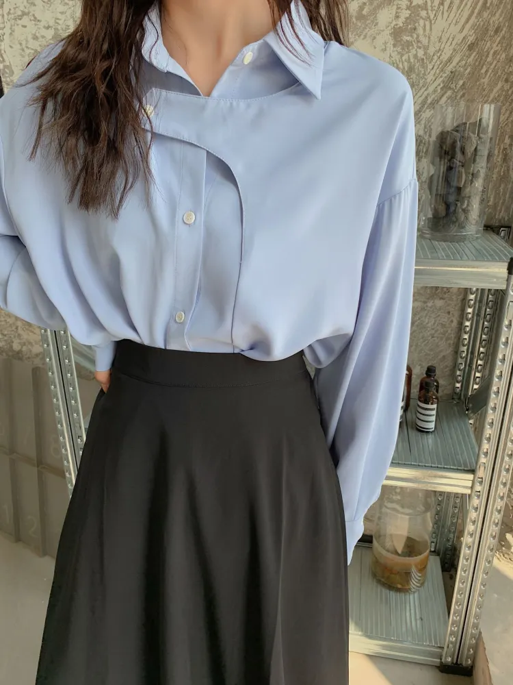 Long-Sleeved Shirt Women's Personality Buttoned Thin Loose Top