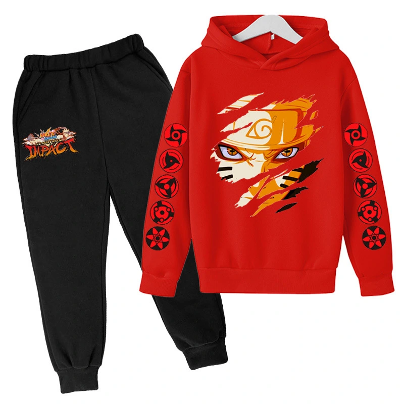Spring and Autumn Suit Naruto Sweater Long Sleeve Anime Clothes Naruto Peripheral Pants Hip Hop Outdoor Cotton Suit