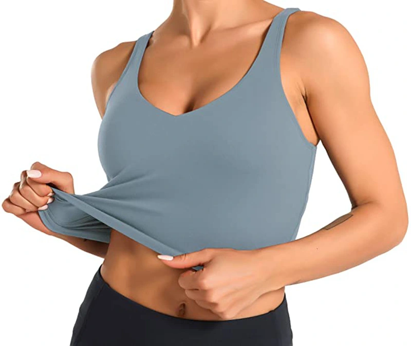 Zinc Hot Models Women'S Long Sports Bra Plus Chest Pad Yoga Vest Fitness Exercise Running Top