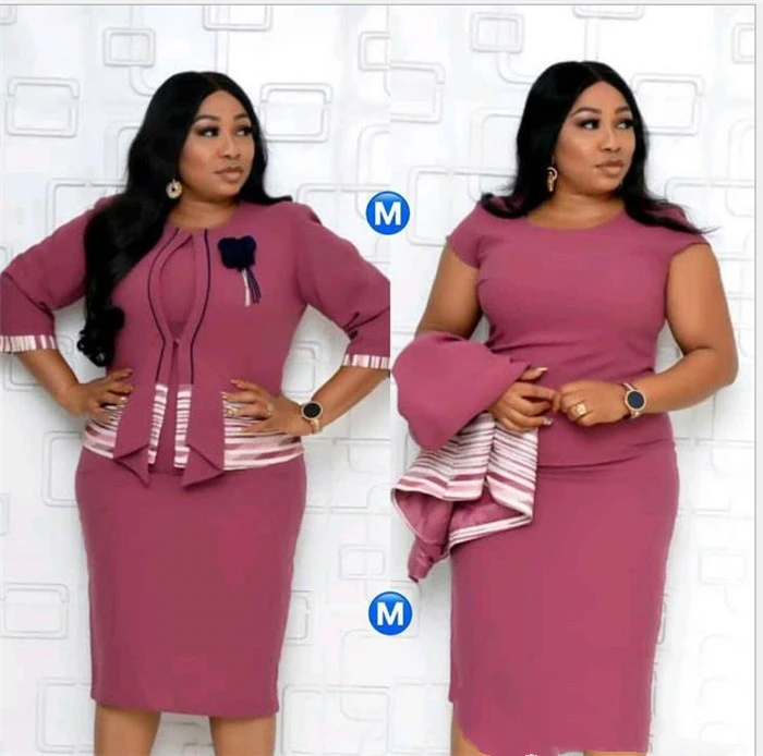 African Fashion Lady Plus Size Two-Piece Set Coat Dress 4xl